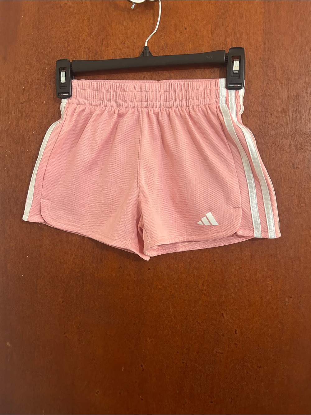 adidas Pink Athletic Kids' Shorts with White Stripes